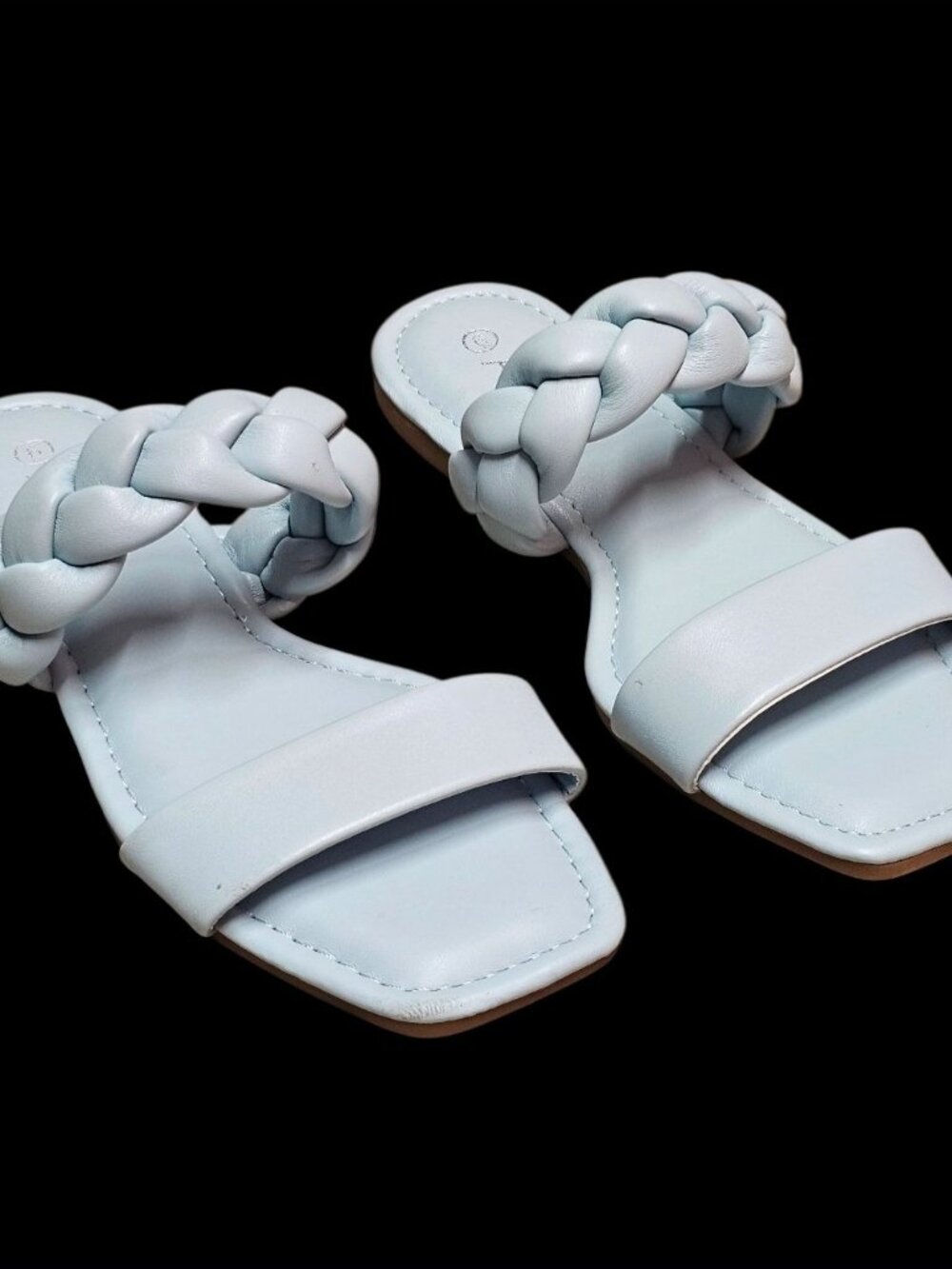 Braided Strap Light Blue Square-Toe Womens Sandals - Picture 6 of 8